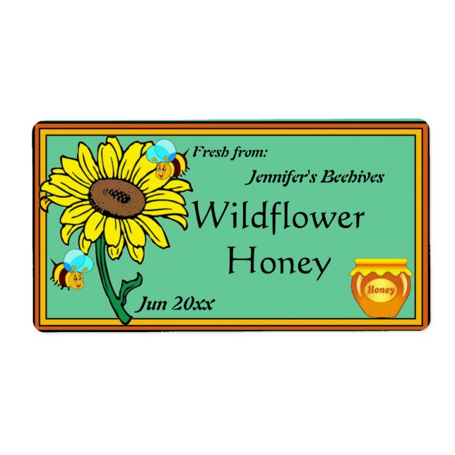 Solrosor och honungspot fraktsedel (Framsidan)