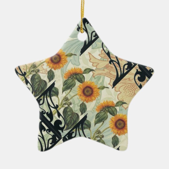 Solrosor och järn julgransprydnad keramik (Framsidan)