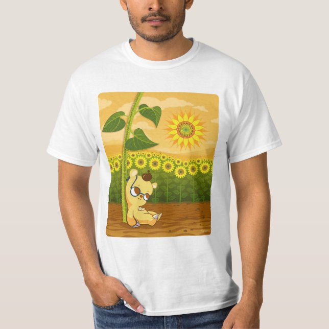 Solrosor och Kawaii björn Tee Shirt (Framsida)
