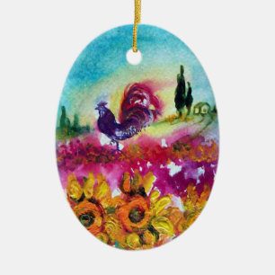 SOLROSOR OCH SVART TUPP JULGRANSPRYDNAD KERAMIK