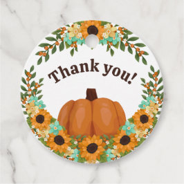 Solrosor & Orange Pumpkin Tack Gåvor Etiketter