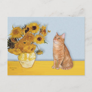 Solrosor - Orange Tabby katt 46 Vykort