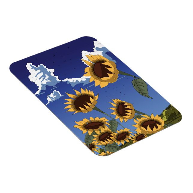 Solrosor på sommaren magnet (Högersidan)