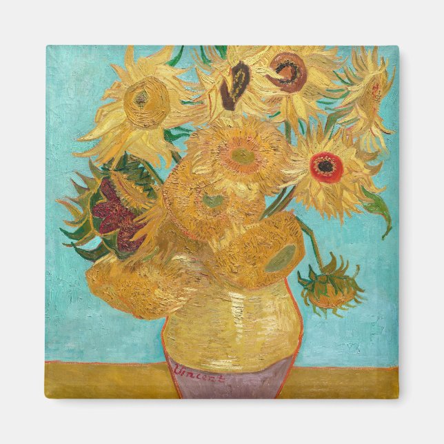 Solrosor, postimpressionistisk stillebenmålning magnet (Framsidan)