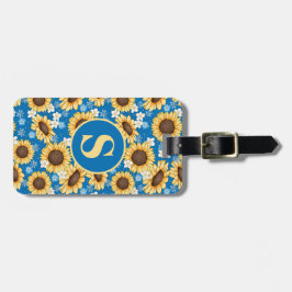 Solrosor & Prästkragar Blommig Monogram Bagagebricka