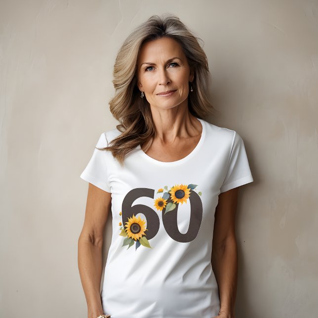 Solrosor Sextio Damtröja - 60-årsdag T Shirt (🌻 Embrace the 60s: Sunflowers Sixty Women's T-Shirt! 🎉)