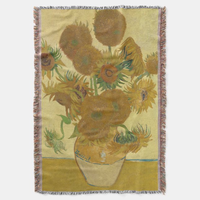 Solrosor, Stilleben Oljemålning, Van Gogh Filt (Framsidan Vertikal)