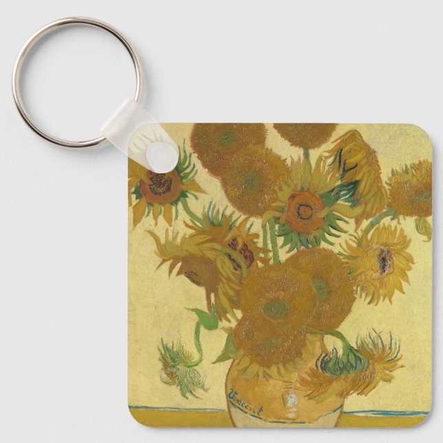 Solrosor, Stilleben Oljemålning, Van Gogh Nyckelring (Framsida)
