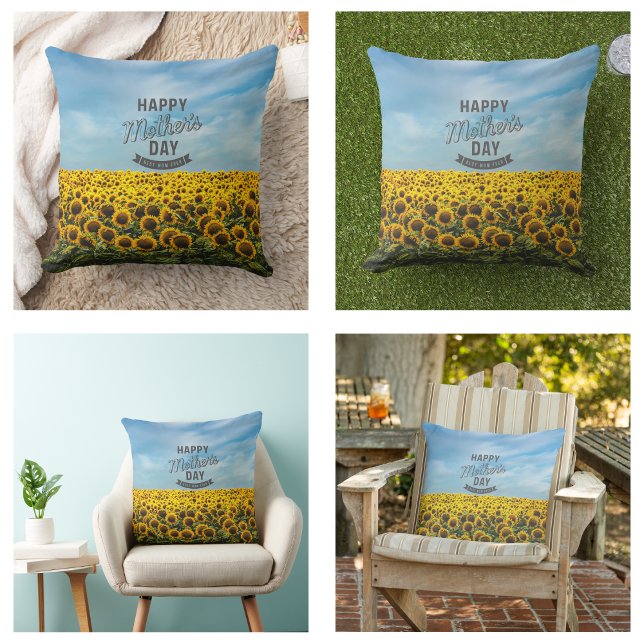 Solrosor Stylsamma Eleganta Bästa Mamma Nånsins Bl Kudde (Sunflowers Stylish Elegant Best Mom Ever Floral pillows)