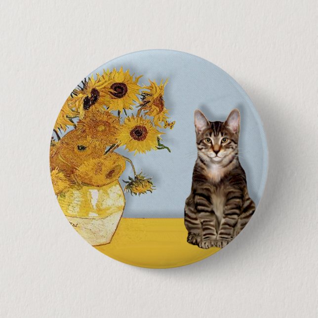 Solrosor - Tabby Tiger katt 30 Knapp (Framsida)