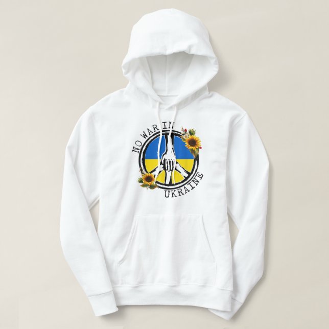 Solrosor Ukrainas Flagga No war in Ukraina Hoodie (Design framsida)