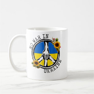Solrosor Ukrainas Flagga No war in Ukraina Kaffemugg
