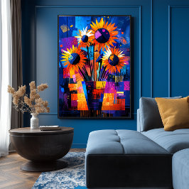 Solrosor – Van Gogh Återuppfunnen Vibrant Abstrakt Poster