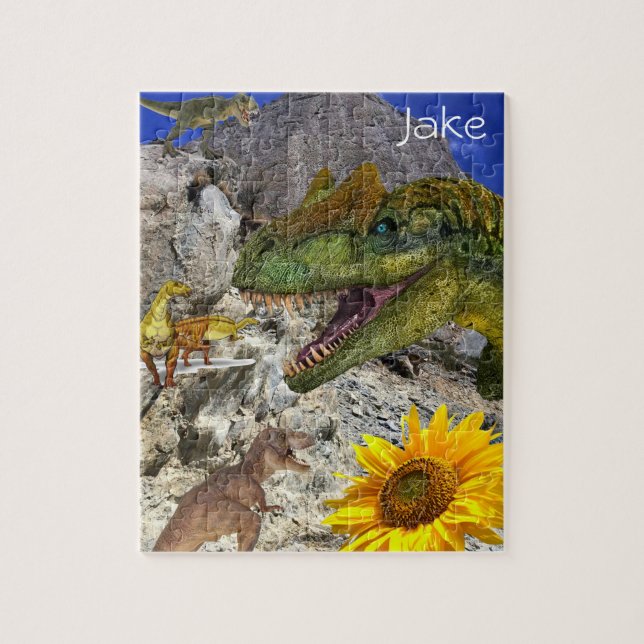 Solrospussel Dinosaur-Blommigt Pussel (Vertikal)