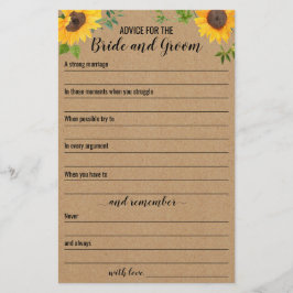 Solrosråd för bride- och rumskort flygblad