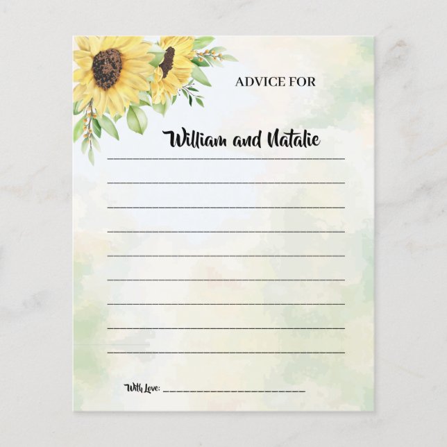 Solrosråd för Lycklig par Shower Card Flygblad (Framsidan)