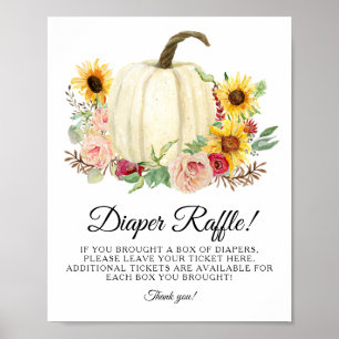 Solrosröd Rosa Blommigt Pumpkin Diaper Raffle Poster