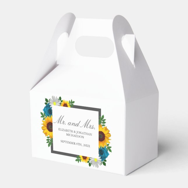 Solrosros Tusenskönor Blommig Bröllop Presentaskar (Framsidan Sidan)
