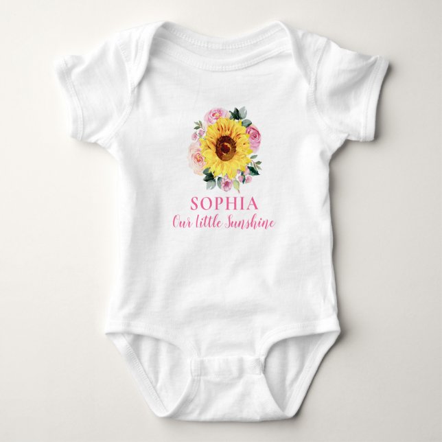 SolrosRosa Blommigt Personlig Namn T Shirt (Framsida)