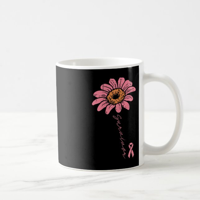 SolrosRosa Ribbon Bröstcancer överlevande Medveten Kaffemugg (Höger)