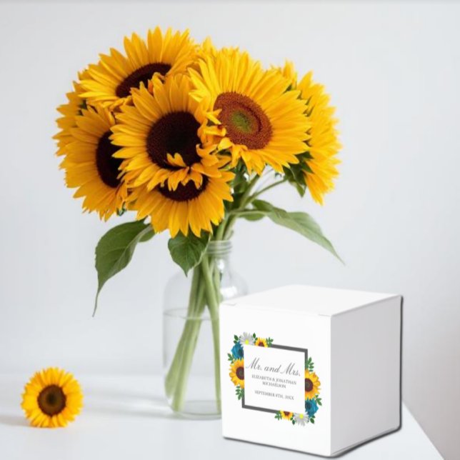 Solrosrosdaisyblomma bröllop presentaskar (Skapare uppladdad)