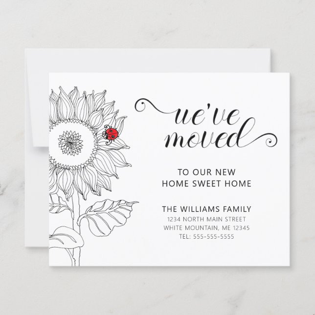 Solrosrött Ladybug-budgetkort Flytta (Framsida)