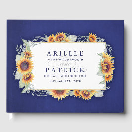 SolrosRoyal Blue Rustic Bröllop Guest Bok