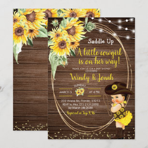 Solrossäng Rustic Blonde Girl Baby Shower I Inbjudningar