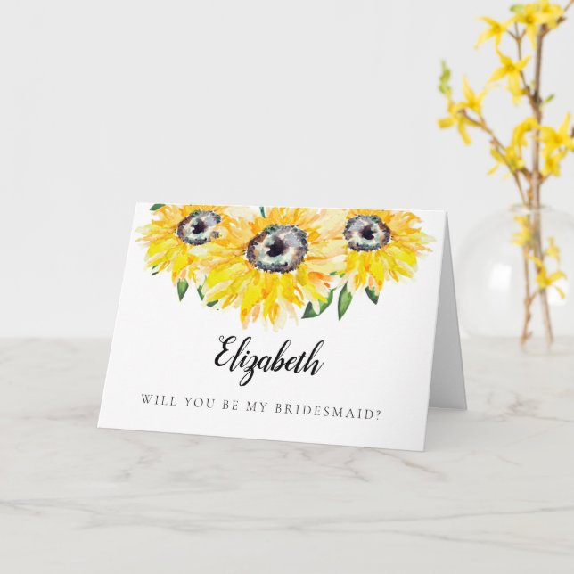 Solrossen är min Bridesmaid-Personlig Kort (Gul blomma)