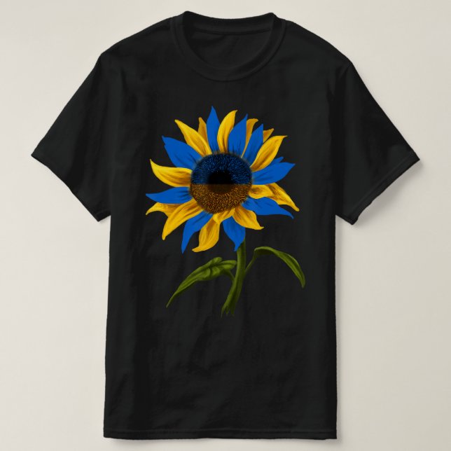 Solrossen Ukraina Ukraina Flagga Ställning med Ukr T Shirt (Design framsida)