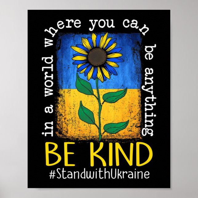 Solrossen, ukrainska Flagga - var vänliga mot Ukra Poster (Framsidan)