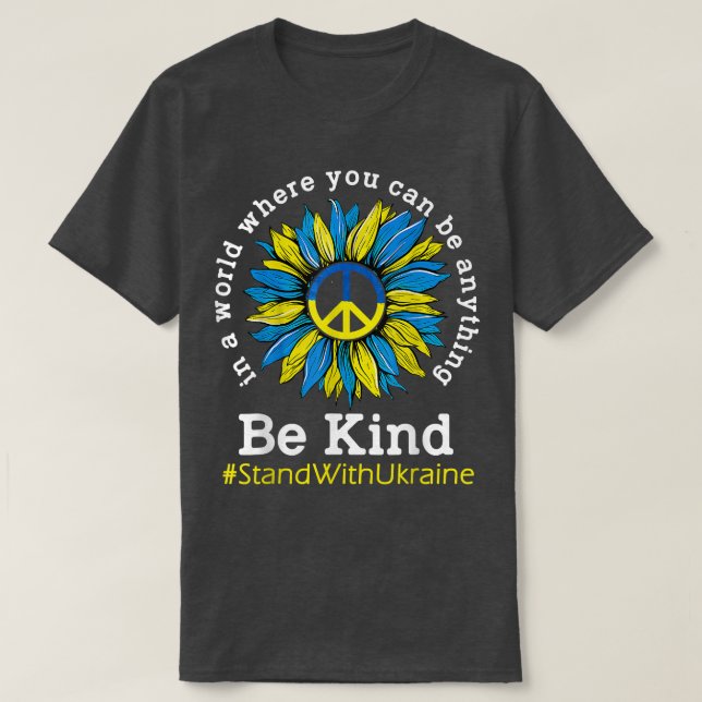 Solrossen, ukrainska Flagga - var vänliga mot Ukra T Shirt (Design framsida)