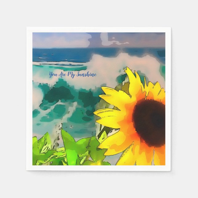 Solrossen vid Beach är min solsken Pappersservett (Framsidan)