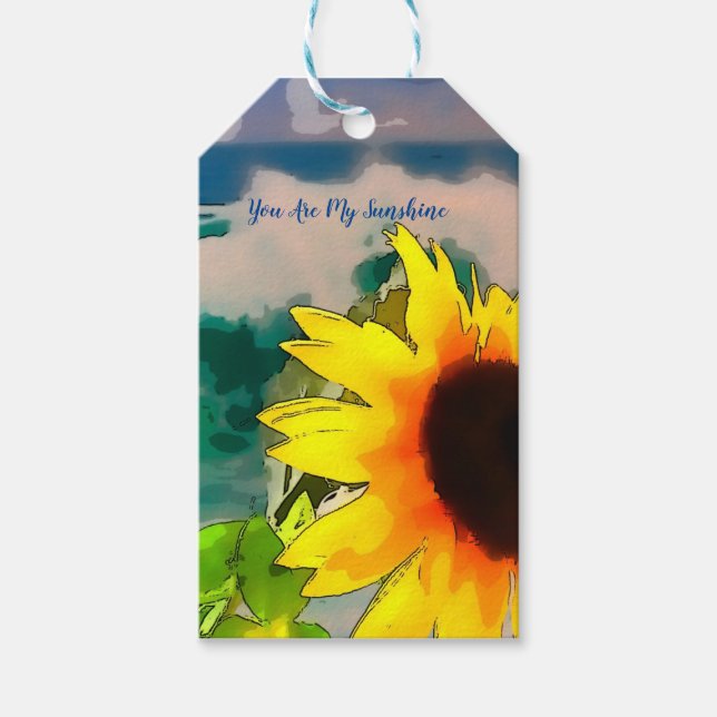 Solrossen vid Beach är min solsken Presentetikett (Framsidan)