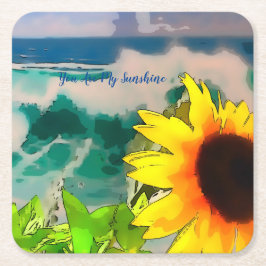 Solrossen vid Beach är min solsken Underlägg Papper Kvadrat