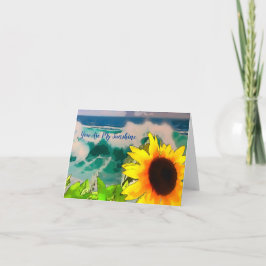 Solrossen vid Beach du är mitt solskyddskort Kort