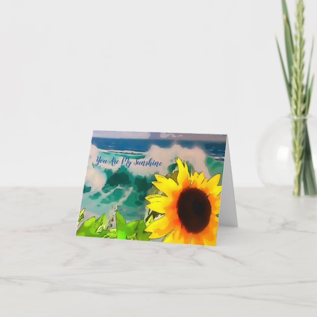 Solrossen vid Beach du är mitt solskyddskort Kort (Framsida)