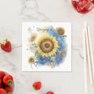 Solrosservetter av temaparty. Blommigt party Pappersservett