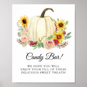 Solrossignal för Blommigt Pumpkin Candy Pub Poster