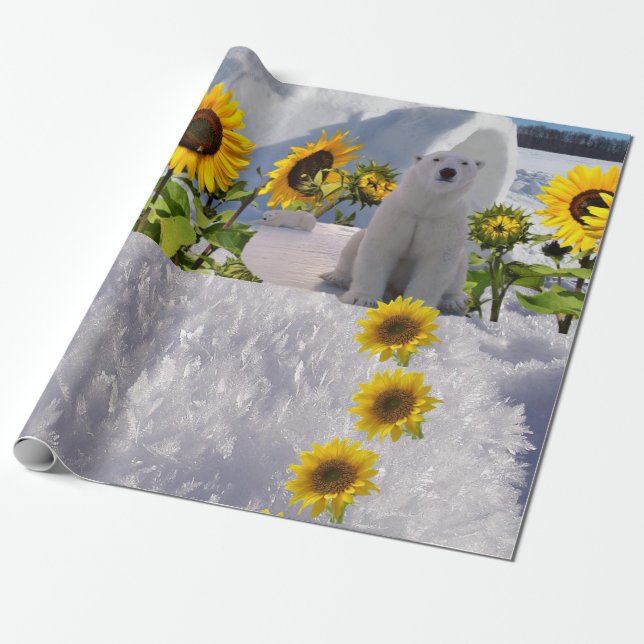 Solrosskena Polar Bear Matte Wrapping Papper Presentpapper (Utrullad)