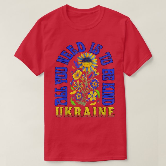 Solrosskjorta med ukrainsk Flagga T Shirt (Design framsida)