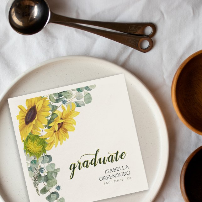 Solrosskript, Studentfest Pappersservett (Sunflower Script Graduation Party Napkins)