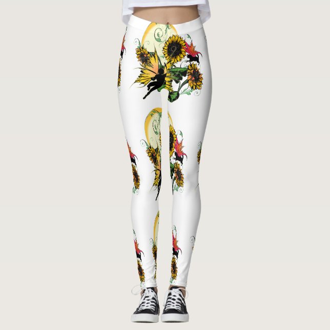 Solrosskugga Fairy and Cosmic Cat Leggings (Framsida)