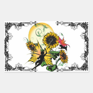 Solrosskugga Fairy and Cosmic Cat Rektangulärt Klistermärke