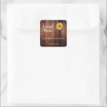 Solrosslingor, Kärlek och tack Bröllop Fyrkantigt Klistermärke<br><div class="desc">Solrossolrosrustik lada Kärlek och tack bröllopsförmån,  Square Sticker. Lägg till din egen text,  namn och datum och skapa ett mycket personligt bröllopsmärke.</div>