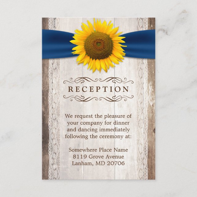 Solrossobon Rustic Wood Wedding Reception Tilläggskort (Framsida)