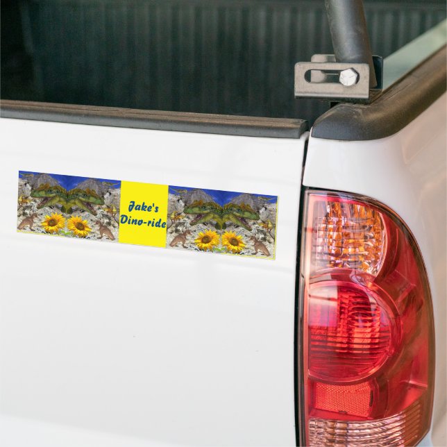 Solrossolens Blommigt Dinosaur Bumper Sticker Bildekal (På lastbil)
