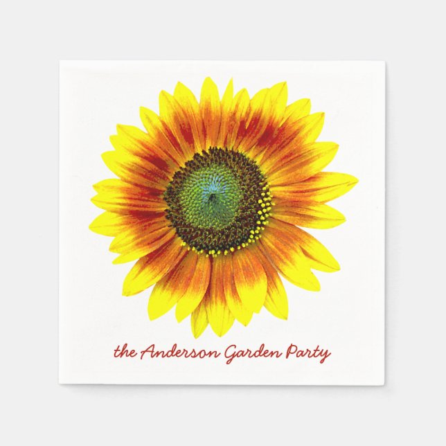 Solrossolens Blommigt Gult Blomsterträdgård Party Pappersservett (Framsidan)