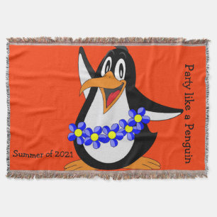 Solrossolens Blommigt Penguin Throw Blanket Filt