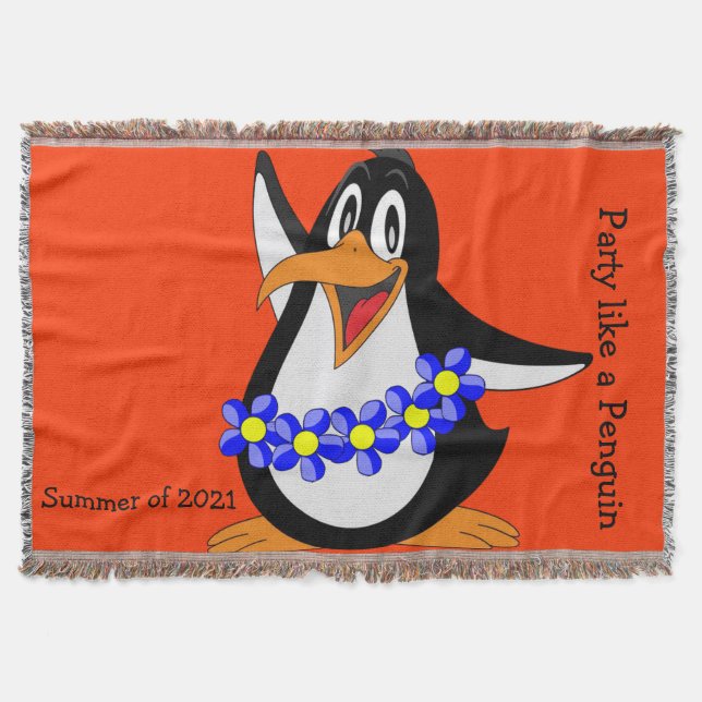 Solrossolens Blommigt Penguin Throw Blanket Filt (Framsidan)